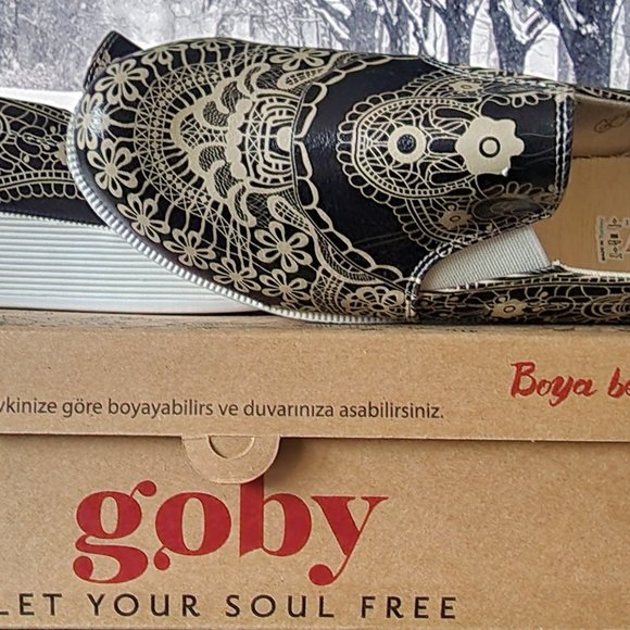 GOBY Chocolate/Cream Henna Scroll Slip-On Sneakers - Picture 7 of 13